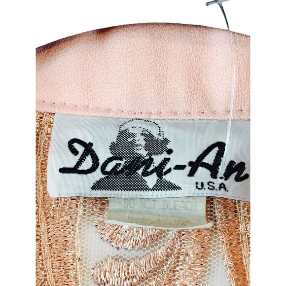 Vintage Dani-An Top Womens 3XL Peach Short Sleeves Collared Lace Toggle Bolero - Picture 4 of 7